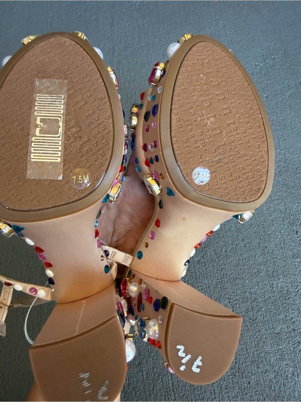Gianni Bini Calvan Jewel Ornamented Platform Dress Sandals 7.5 NWOB - Picture 7 of 10